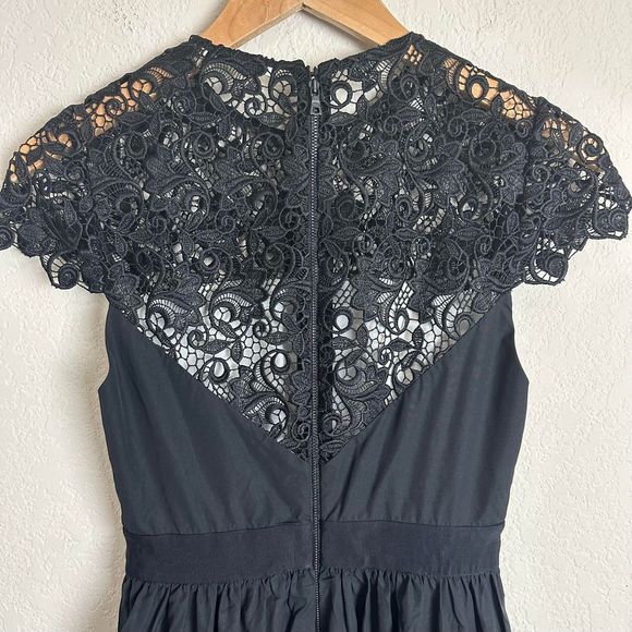 ALICE & OLIVIA Black Mallie Dress Size 0 XS Lace Midi Elegant AUDREY HEPBURN - Picture 11 of 13